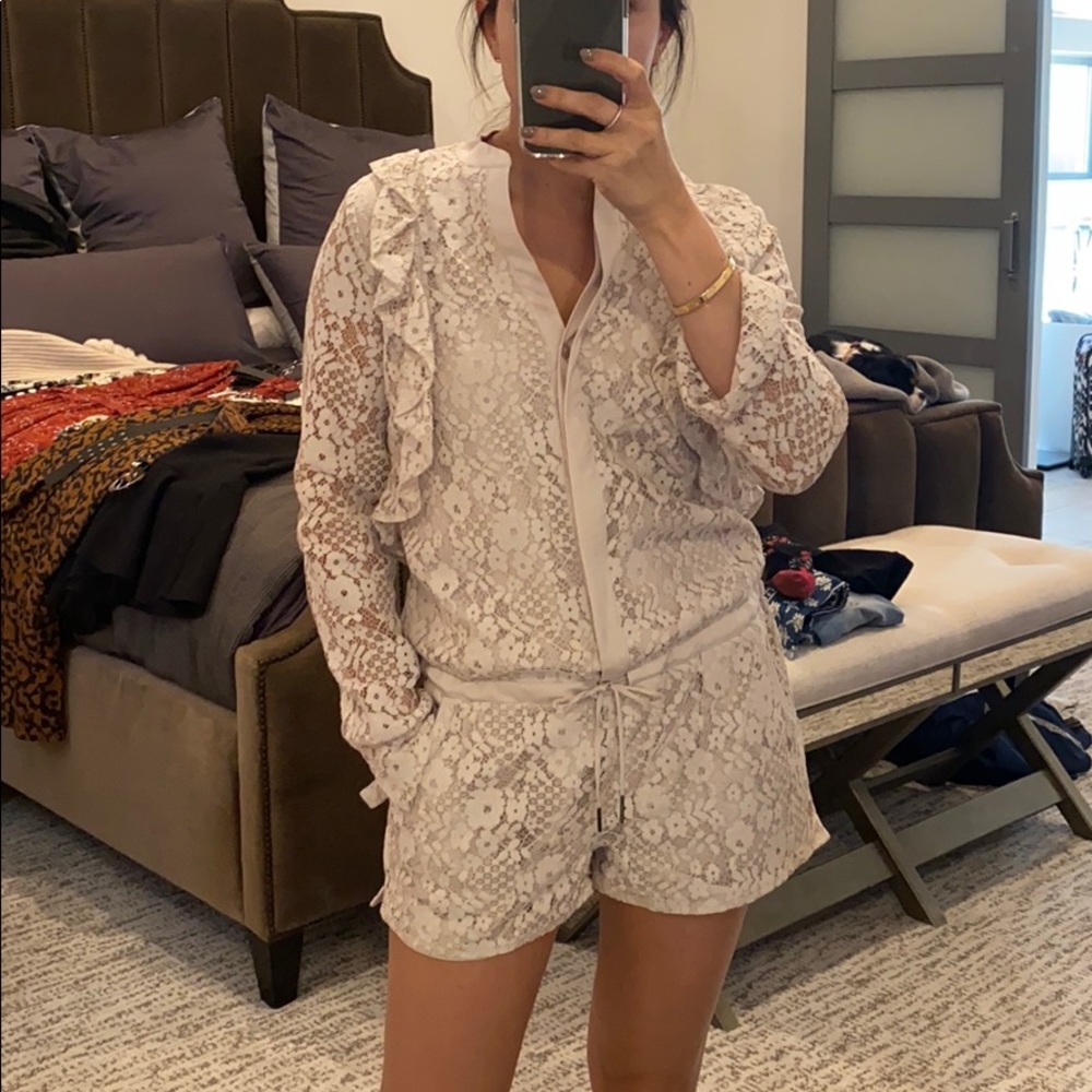 David Lerner White Lace Women Shorts
